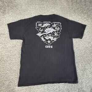 Cove Shirt Mens L Black Graphic Map Print Back Logo Crew Neck Cotton Jersey